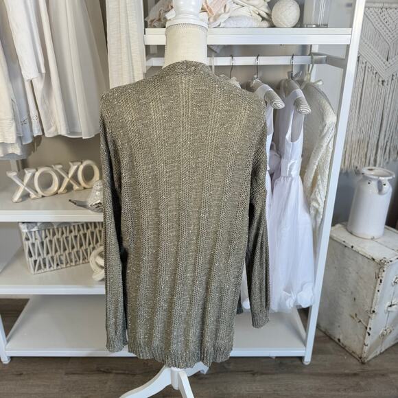 Blu Pepper Women's Size L Brown Open Front Longline Cardigan Sweater #3454 - Picture 3 of 8